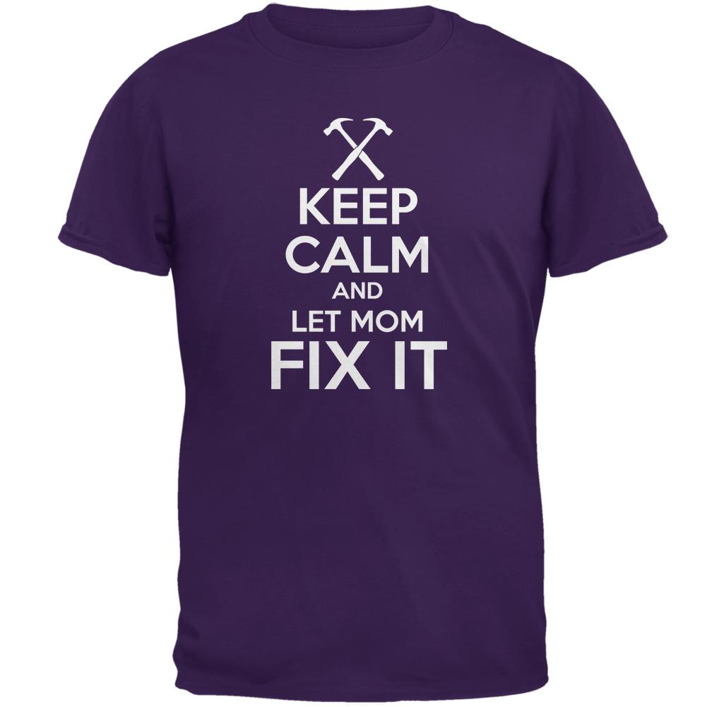 Mother's Day Keep Calm Let Mom Fix It Mens T Shirt Men's T-Shirts Old Glory 2XL Purple 