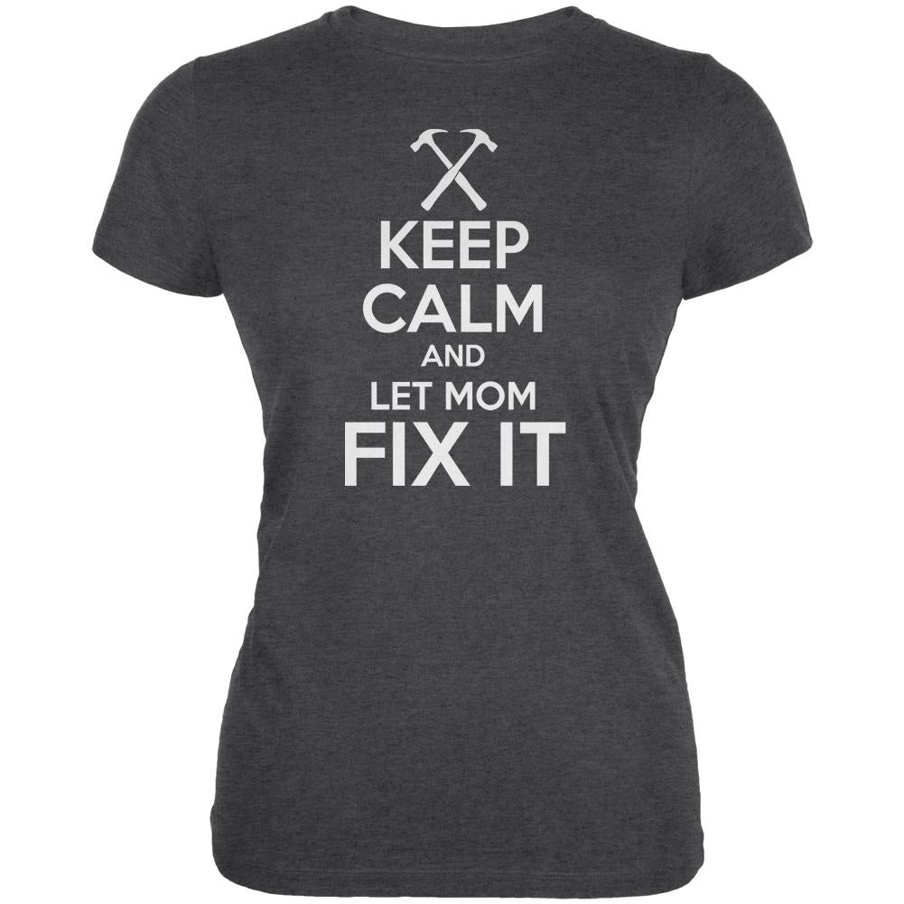 Mother's Day Keep Calm Let Mom Fix It Juniors Soft T Shirt Juniors T-Shirts Old Glory 2XL Deep Heather 