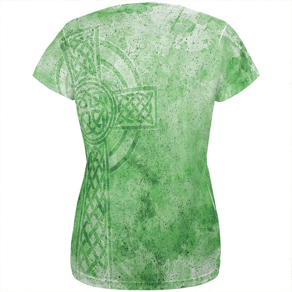 St. Patricks Day Dirty Irish Celtic Cross All Over Womens T Shirt Women's T-Shirts Old Glory   