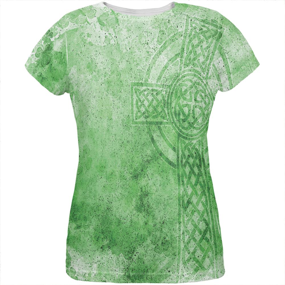 St. Patricks Day Dirty Irish Celtic Cross All Over Womens T Shirt Women's T-Shirts Old Glory SM Multi 