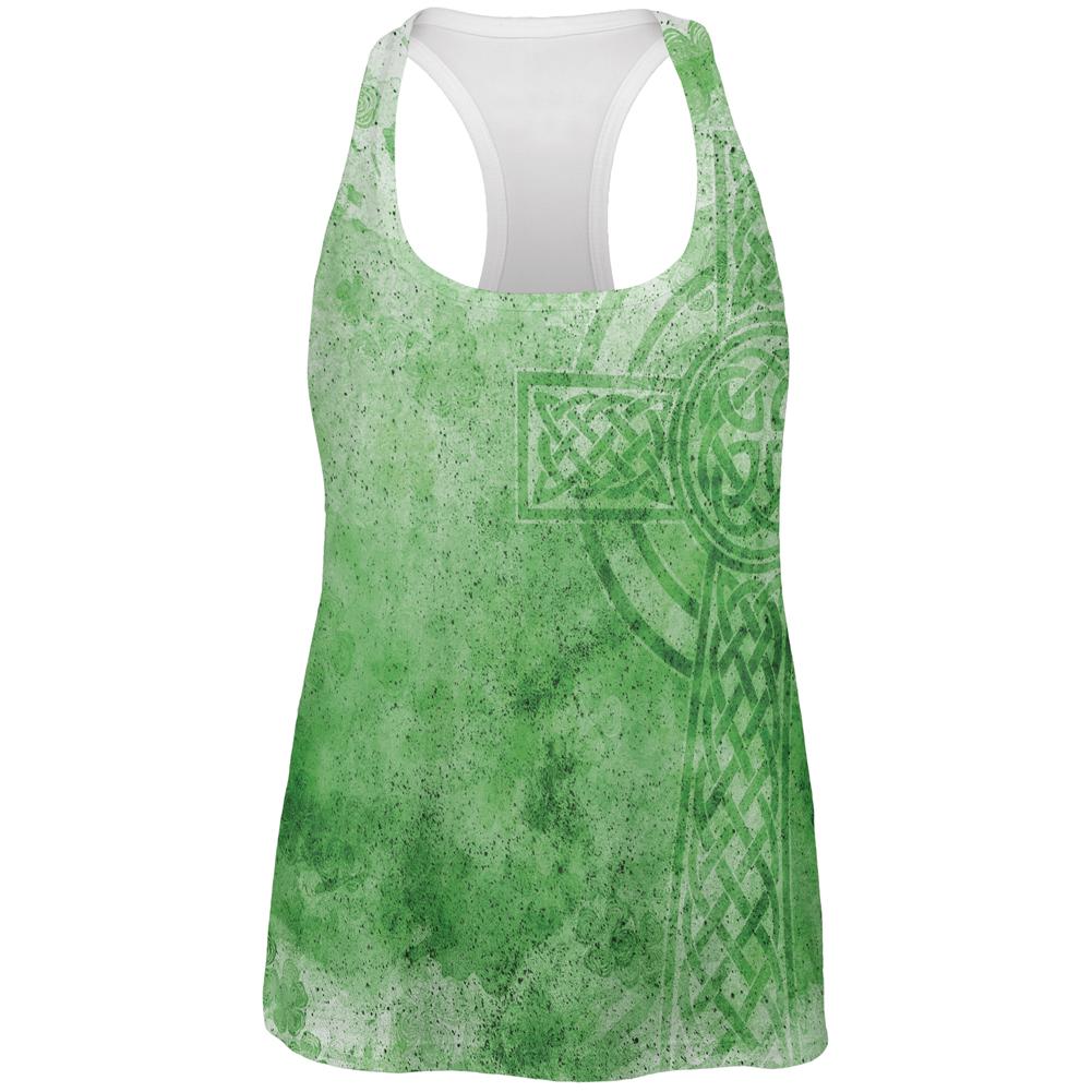 St. Patricks Day Dirty Irish Celtic Cross All Over Womens Work Out Tank Top Women's Tank Tops Old Glory SM Multi 