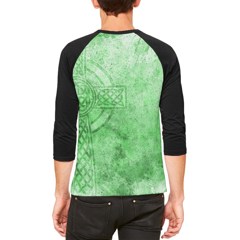 St. Patricks Day Dirty Irish Celtic Cross Mens Raglan T Shirt Men's Raglans Old Glory   