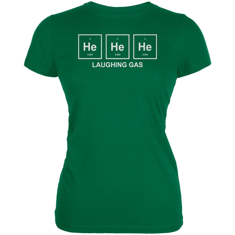 He He He Helium Laughing Gas Funny Periodic Table Juniors Soft T Shirt Juniors T-Shirts Old Glory 2XL Kelly Green 