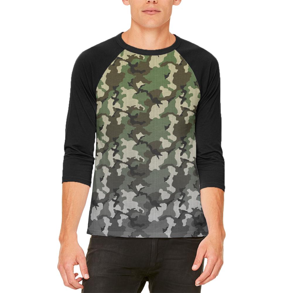 Faded Camo Mens Raglan T Shirt Men's Raglans Old Glory 2XL White-Black 