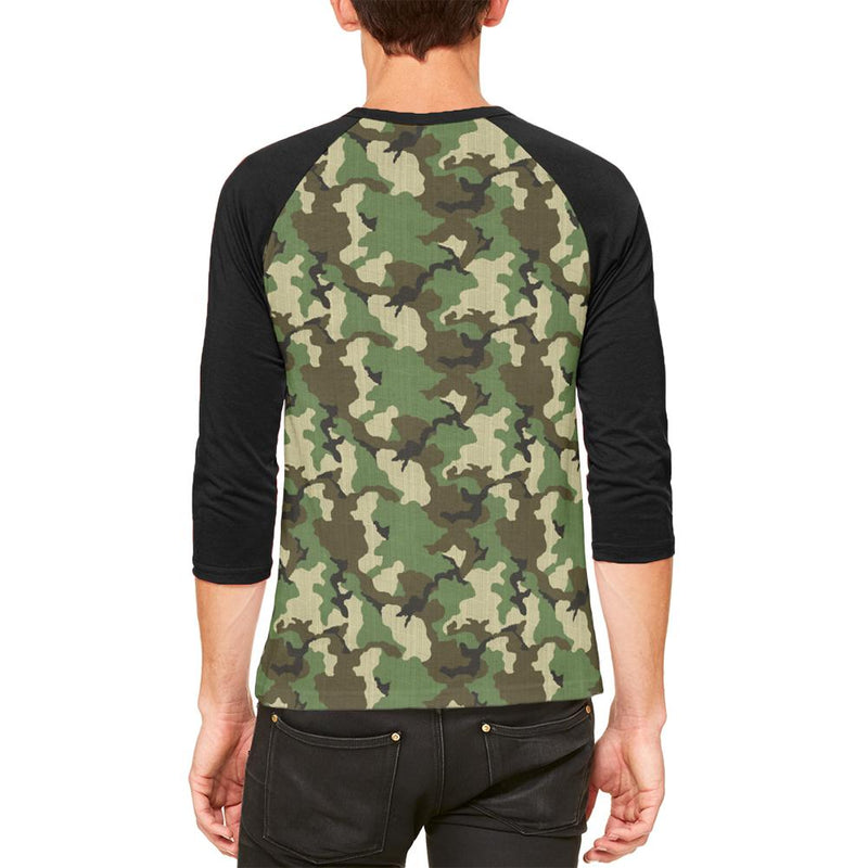 Green Woodland Camo Mens Raglan T Shirt Men's Raglans Old Glory   