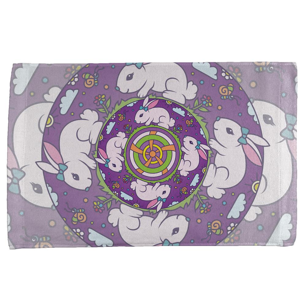 Mandala Trippy Stained Glass Easter Bunny All Over Hand Towel Hand Towel Old Glory OS Multi 