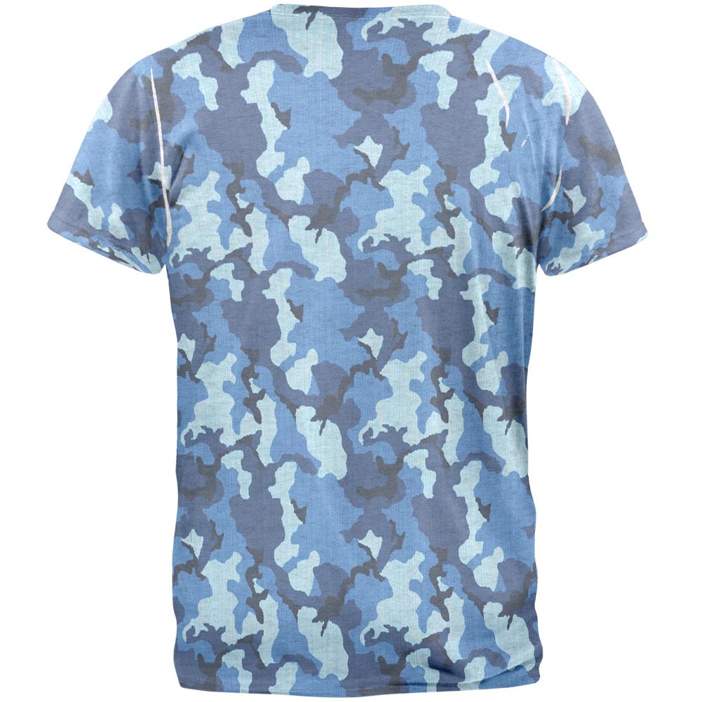 Navy Blue Camo All Over Mens T Shirt Men's T-Shirts Old Glory   