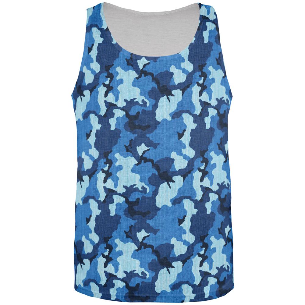 Navy Blue Camo All Over Mens Tank Top Men's Tank Tops Old Glory 2XL Multi 