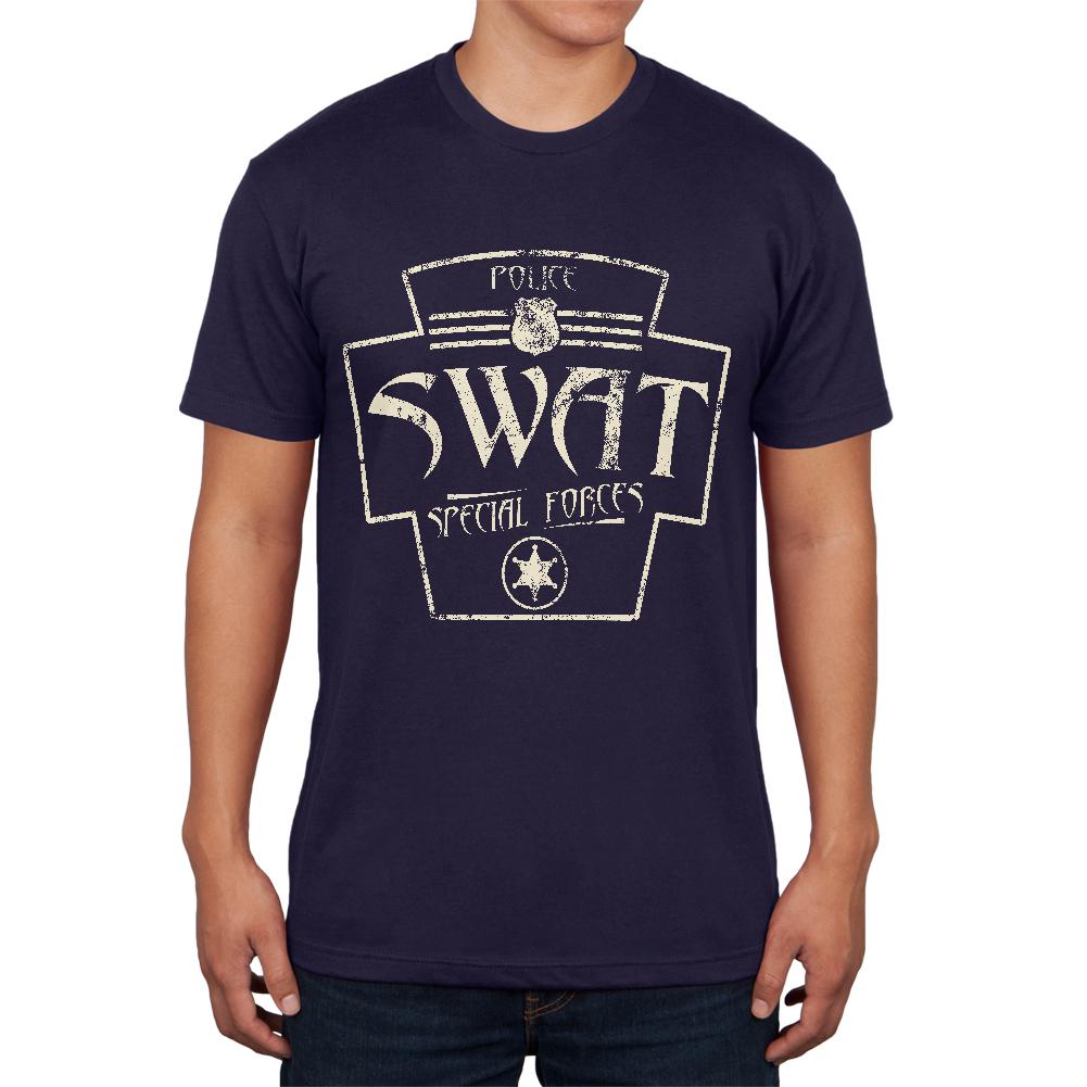 SWAT Police Special Forces Retro Vintage Mens T Shirt Men's T-Shirts Old Glory 2XL Navy 