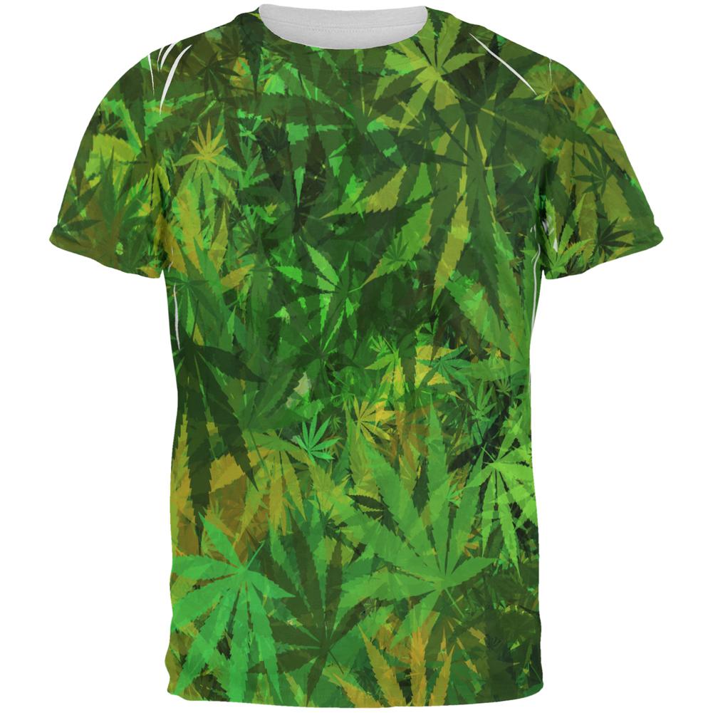 Weed Pot Leaf Camo All Over Mens T Shirt Men's T-Shirts Old Glory 2XL Multi 