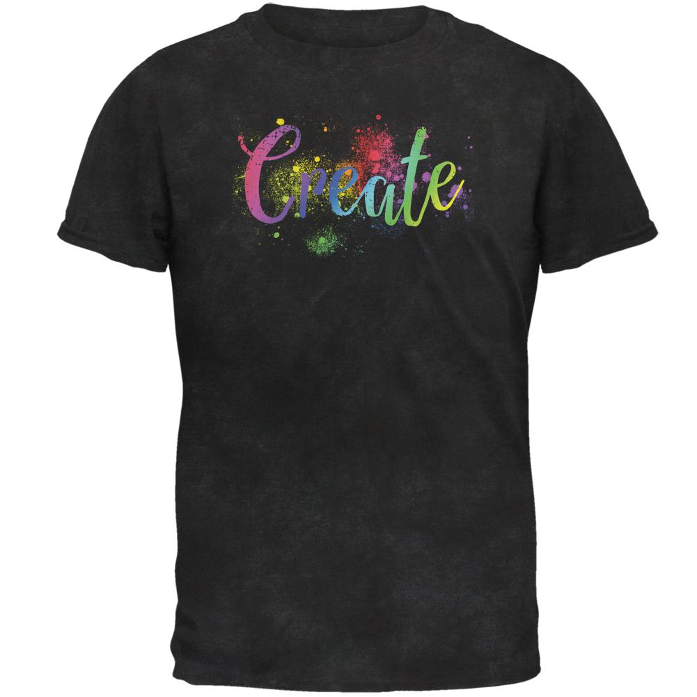 Create Art School Class Paint Splatter Mens Soft T Shirt Men's T-Shirts Old Glory 2XL Charcoal Black Triblend 