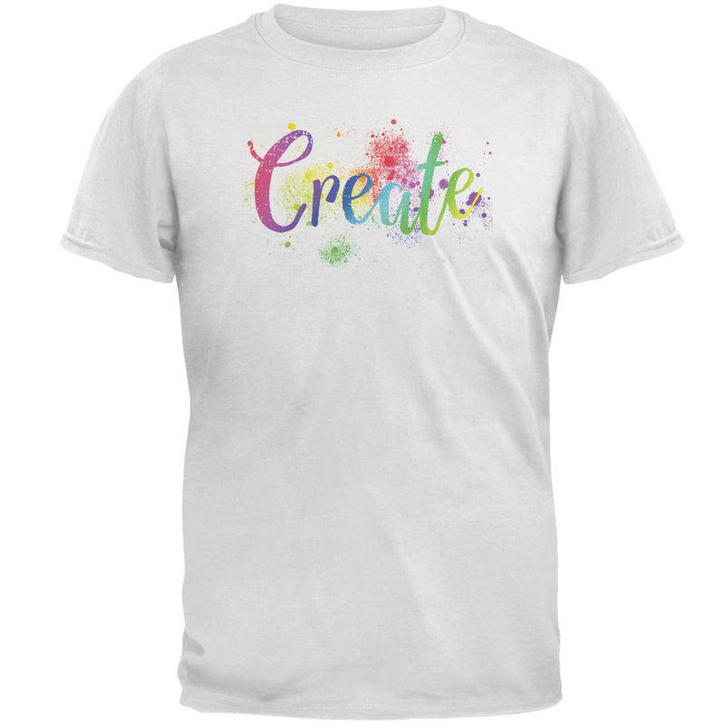 Create Art School Class Paint Splatter Mens Soft T Shirt Men's T-Shirts Old Glory 2XL White 