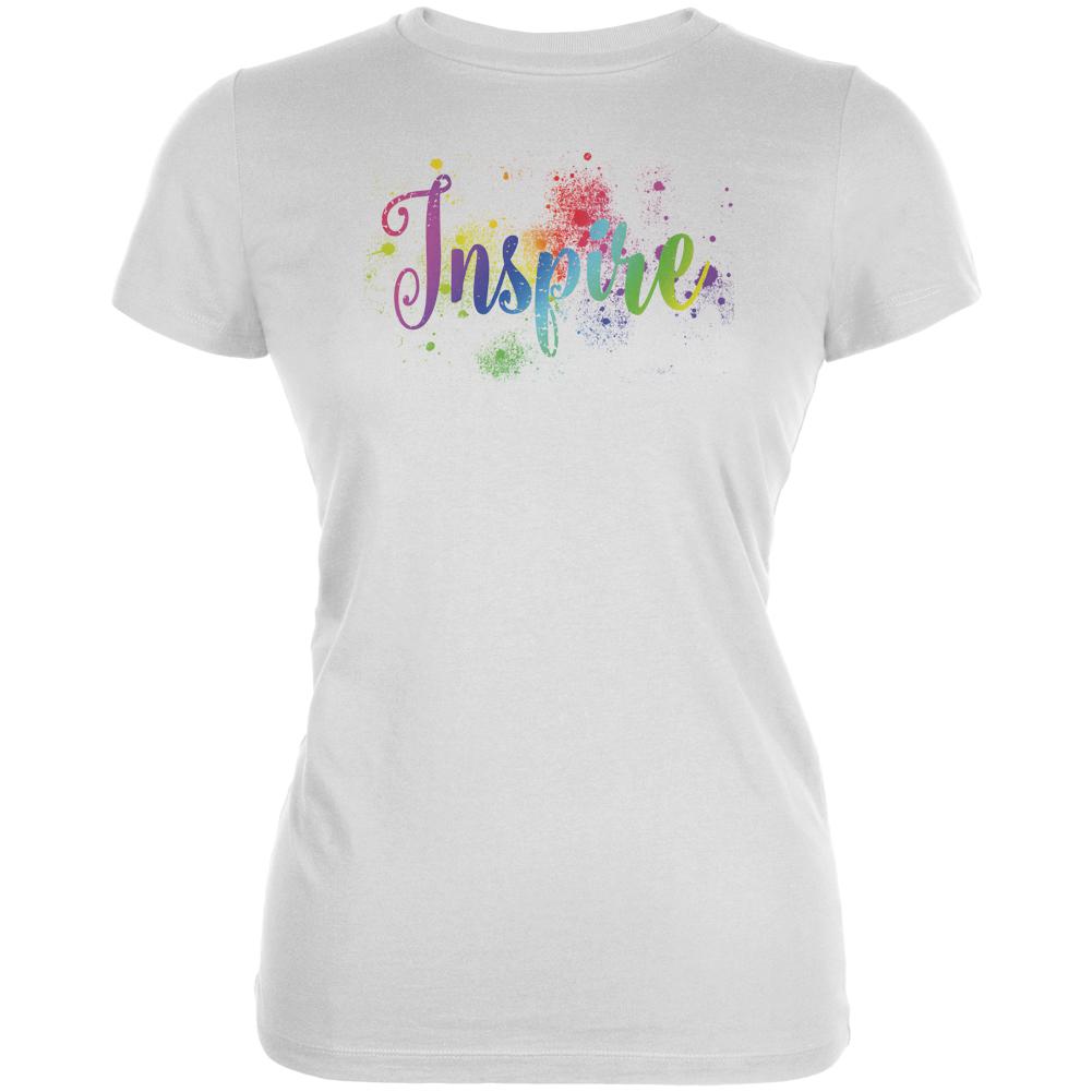 Inspire Art School Class Paint Splatter Juniors Soft T Shirt Juniors T-Shirts Old Glory 2XL White 