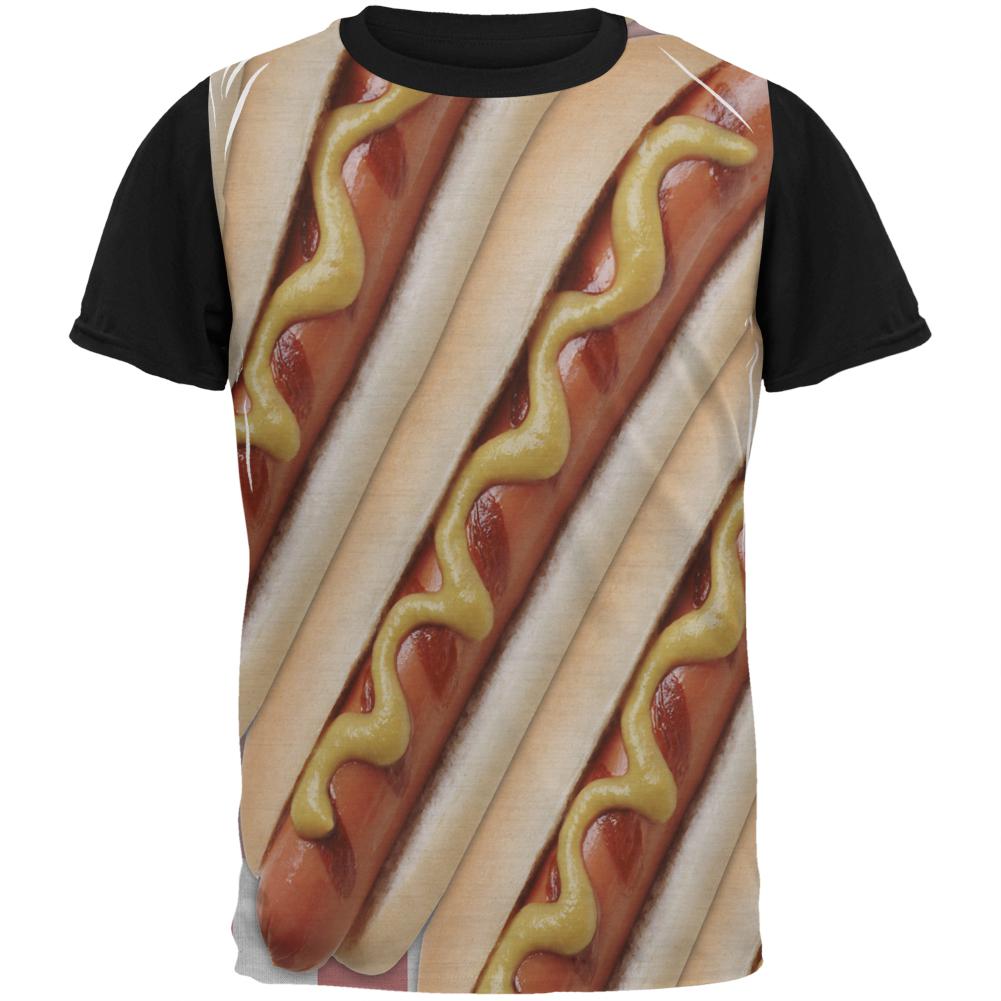Hot Dog Picnic All Over Mens Black Back T Shirt Men's T-Shirts Old Glory MD Multi 