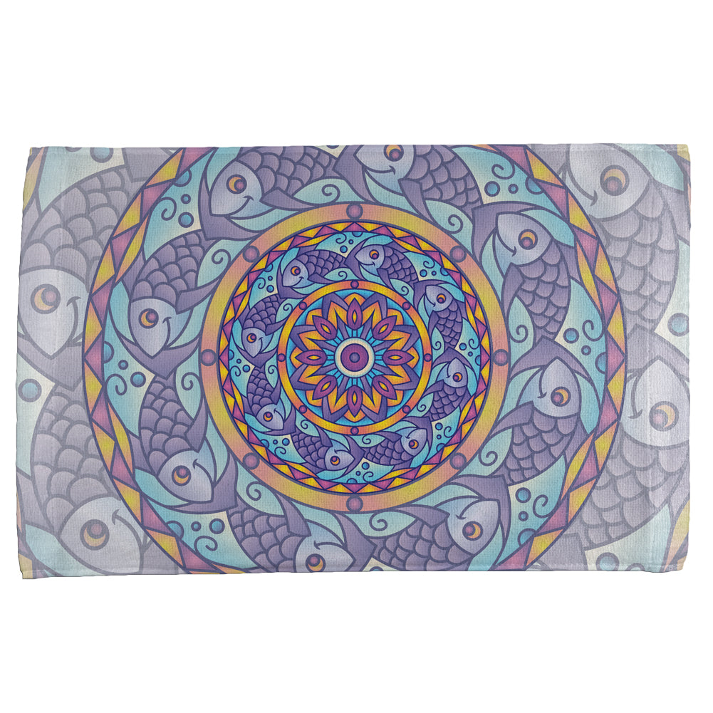 Mandala Trippy Stained Glass Fish All Over Hand Towel Hand Towel Old Glory OS Multi 