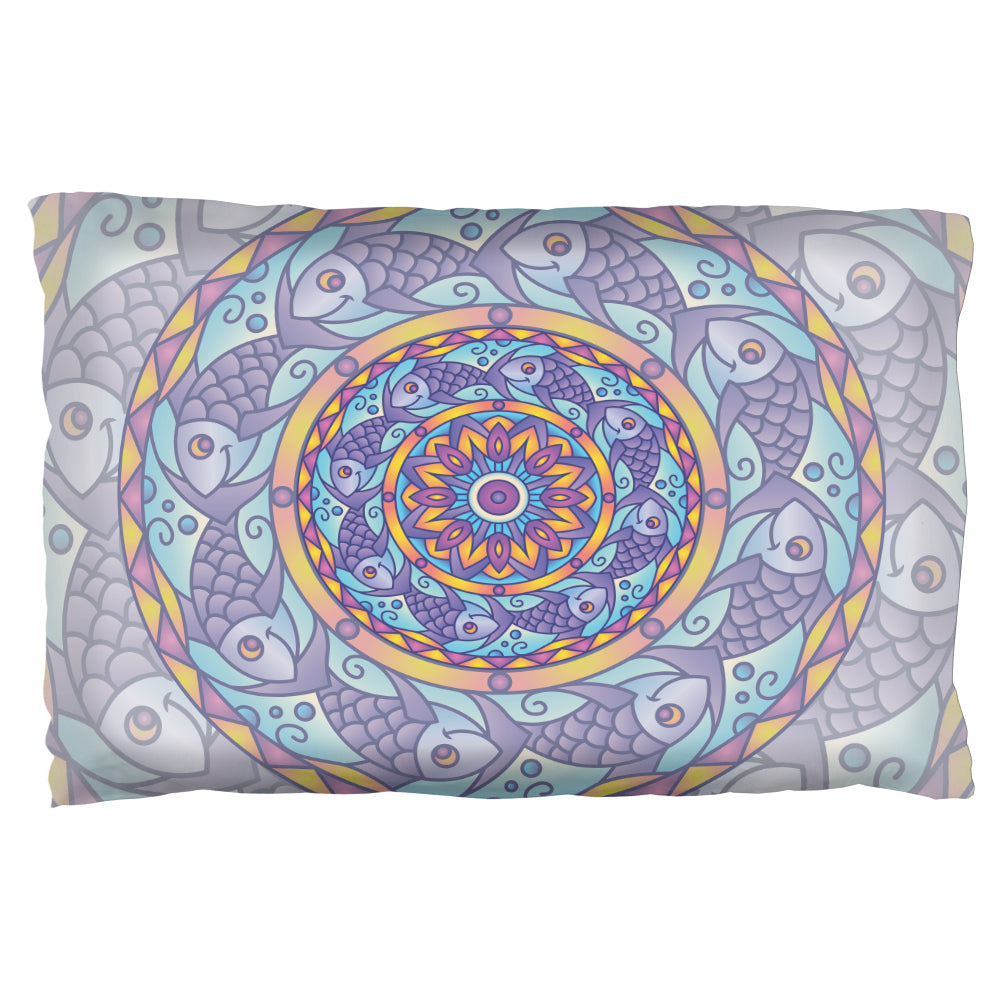 Mandala Trippy Stained Glass Fish Pillow Case Pillowcases Old Glory OS Multicolor 