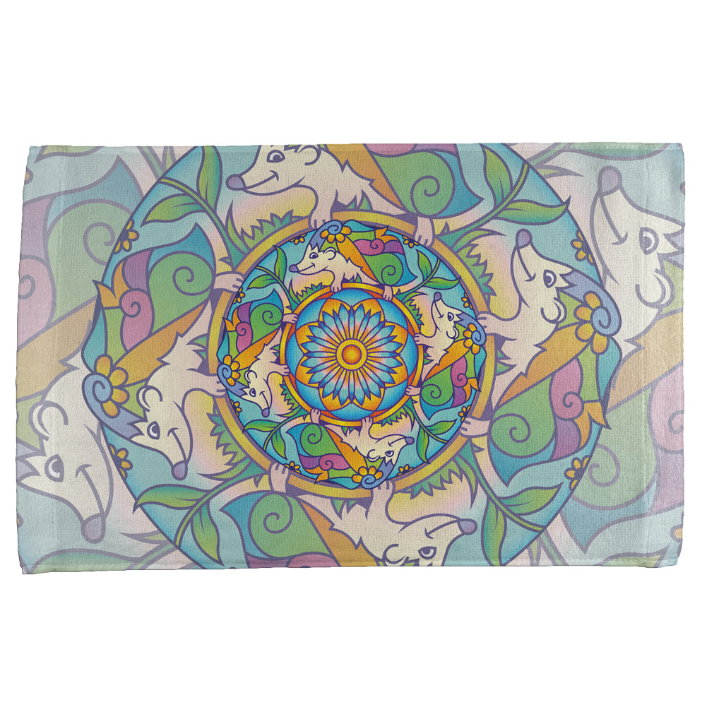 Mandala Trippy Stained Glass Hedgehog All Over Hand Towel Hand Towel Old Glory OS Multi 