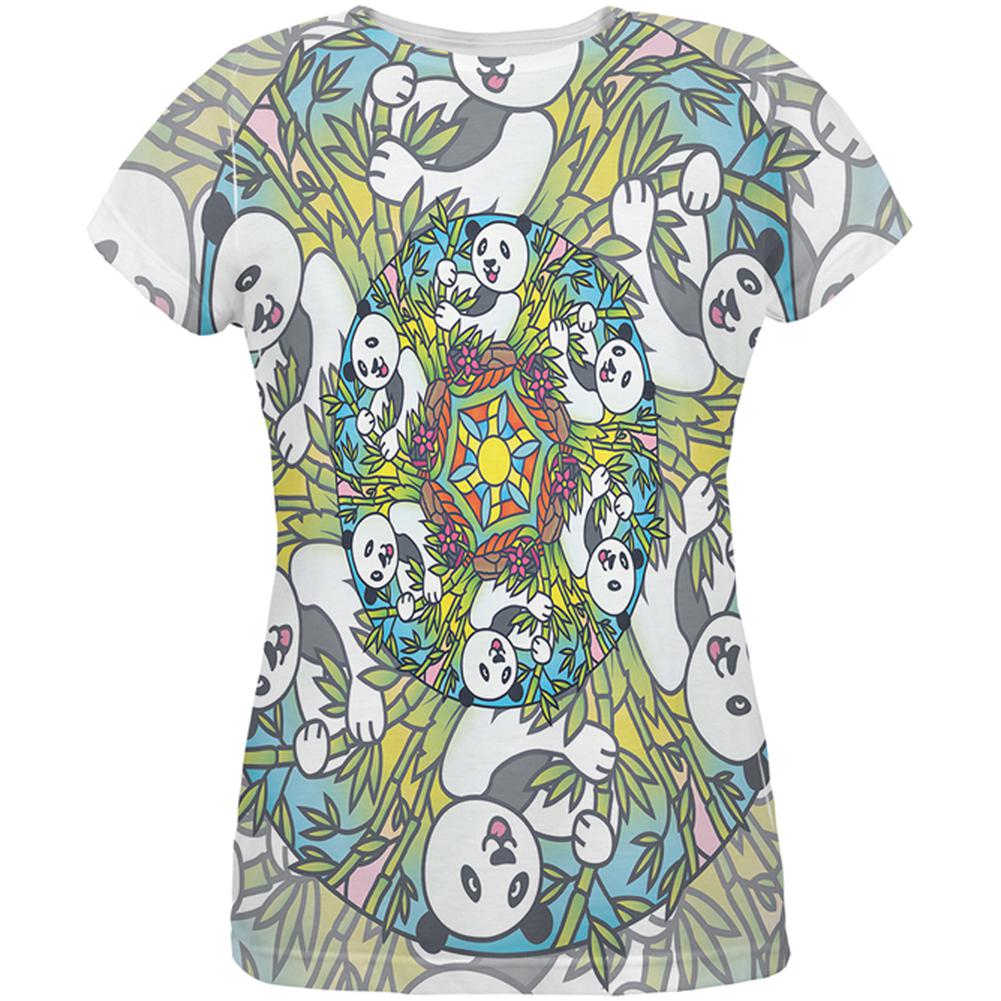 Mandala Trippy Stained Glass Panda All Over Womens T Shirt Women's T-Shirts Old Glory 2XL Multi 