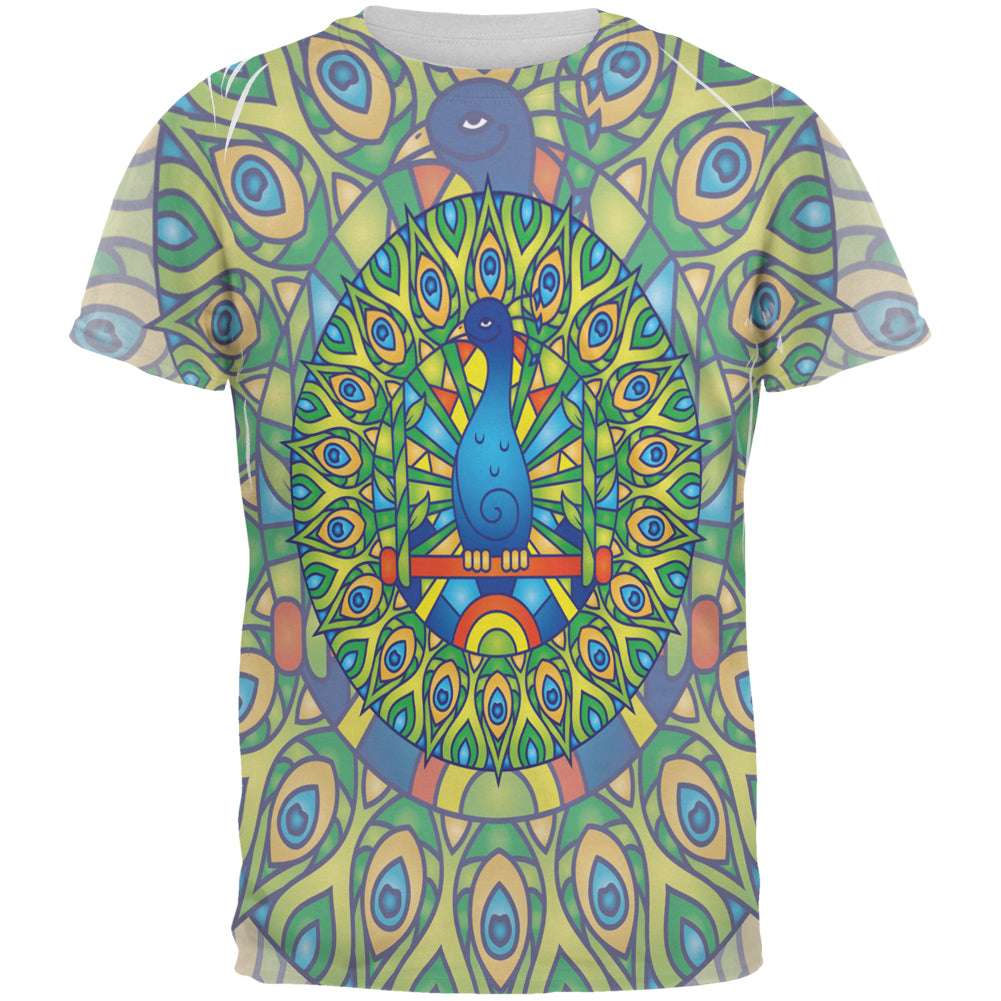 Mandala Trippy Stained Glass Peacock All Over Mens T Shirt Men's T-Shirts Old Glory 2XL Multi 