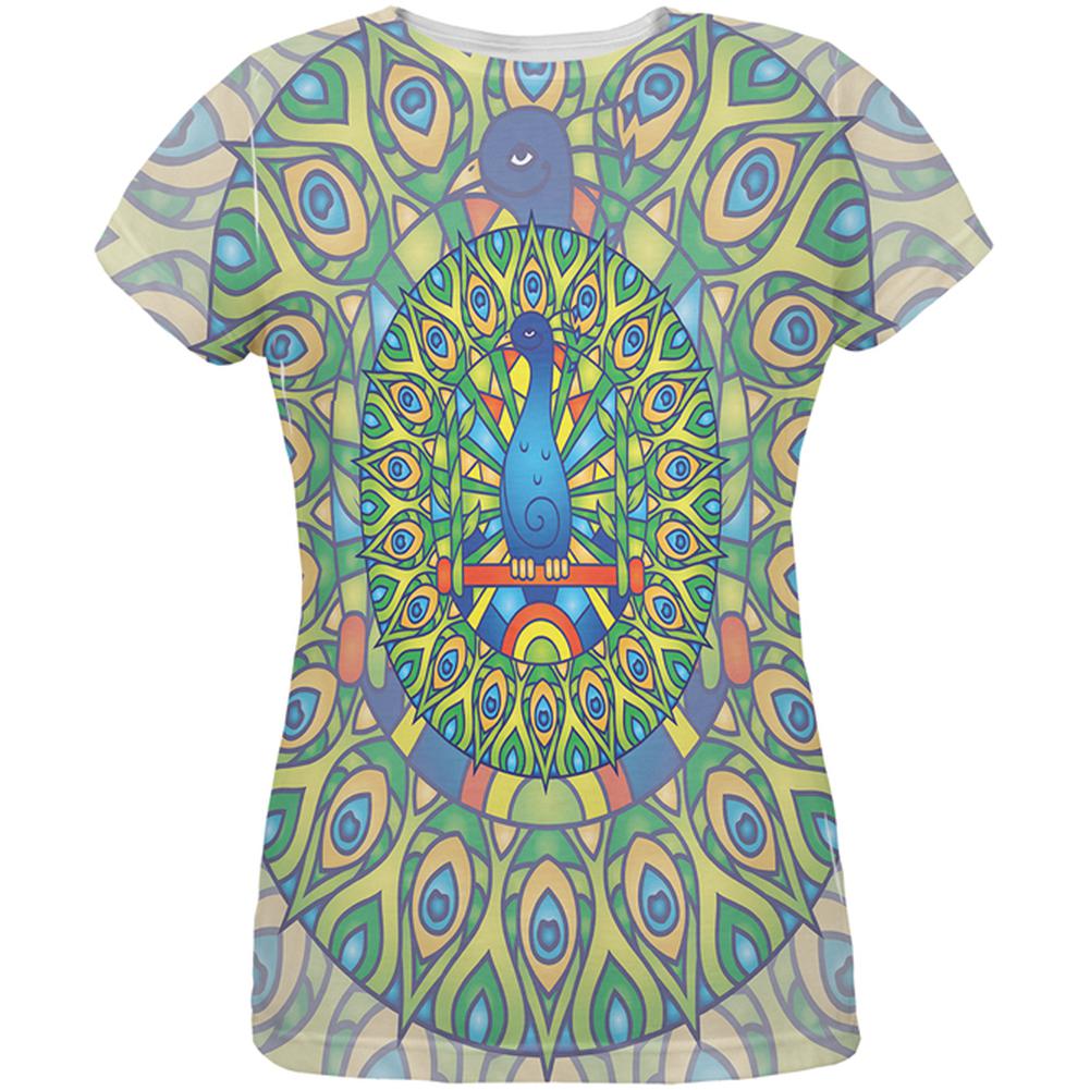 Mandala Trippy Stained Glass Peacock All Over Womens T Shirt Women's T-Shirts Paw Patrol 2XL Multi 