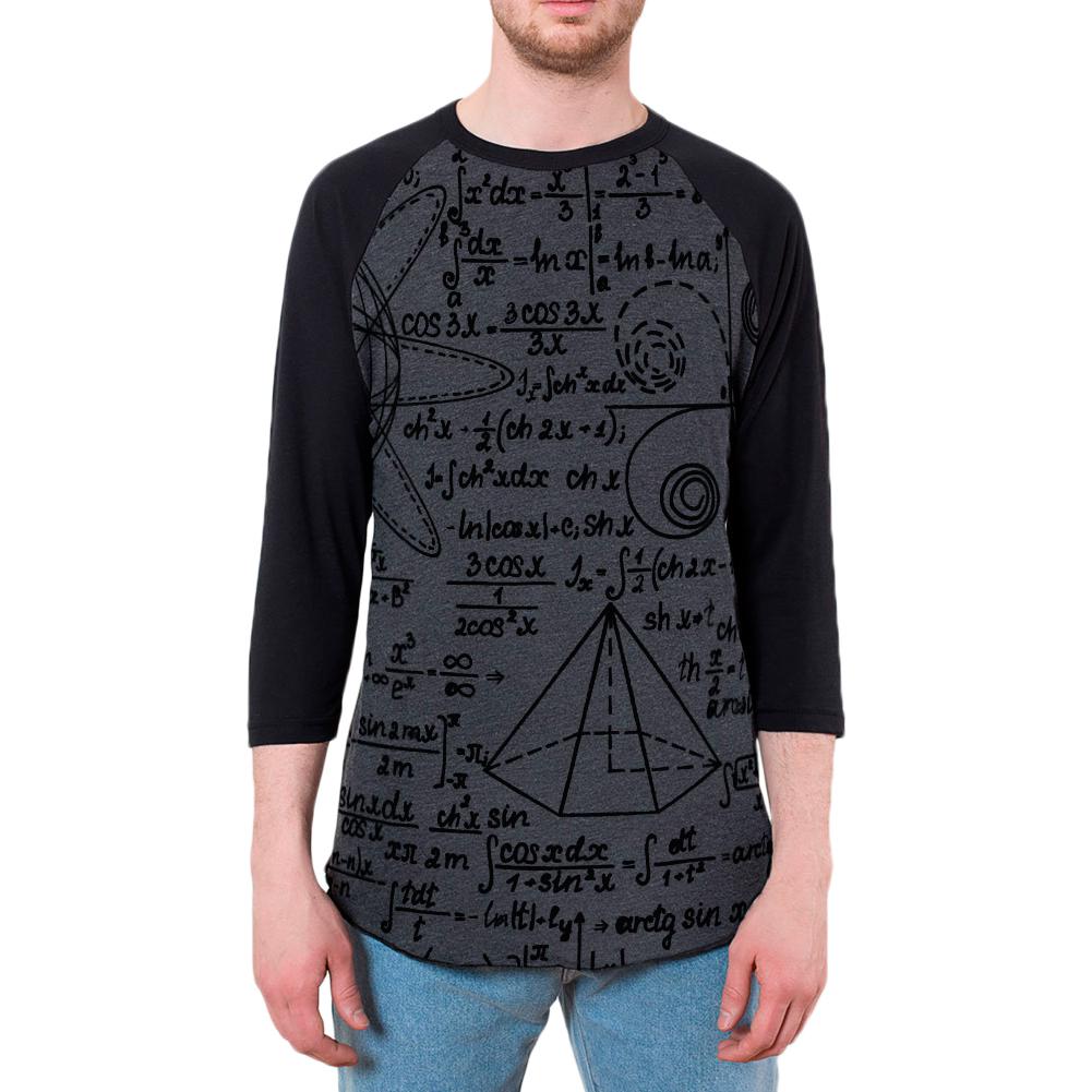 Math Geek Formulas Mens Raglan T Shirt Men's Raglans Old Glory 2XL Heather Black-Black 