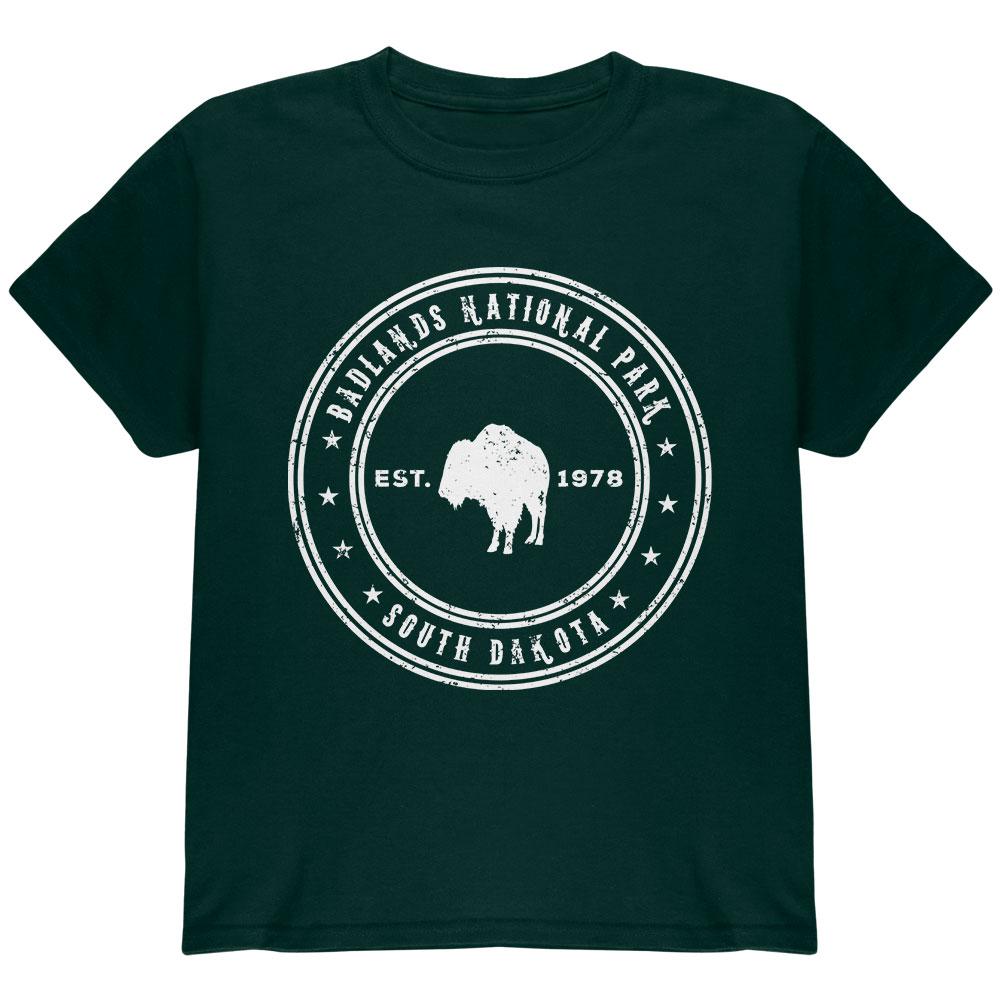 Badlands National Park Youth T Shirt Youth T-Shirts Old Glory LG Forest Green 