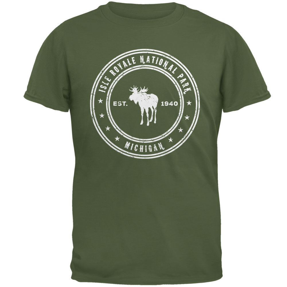 Isle Royale National Park Mens T Shirt Men's T-Shirts Old Glory 2XL Military Green 