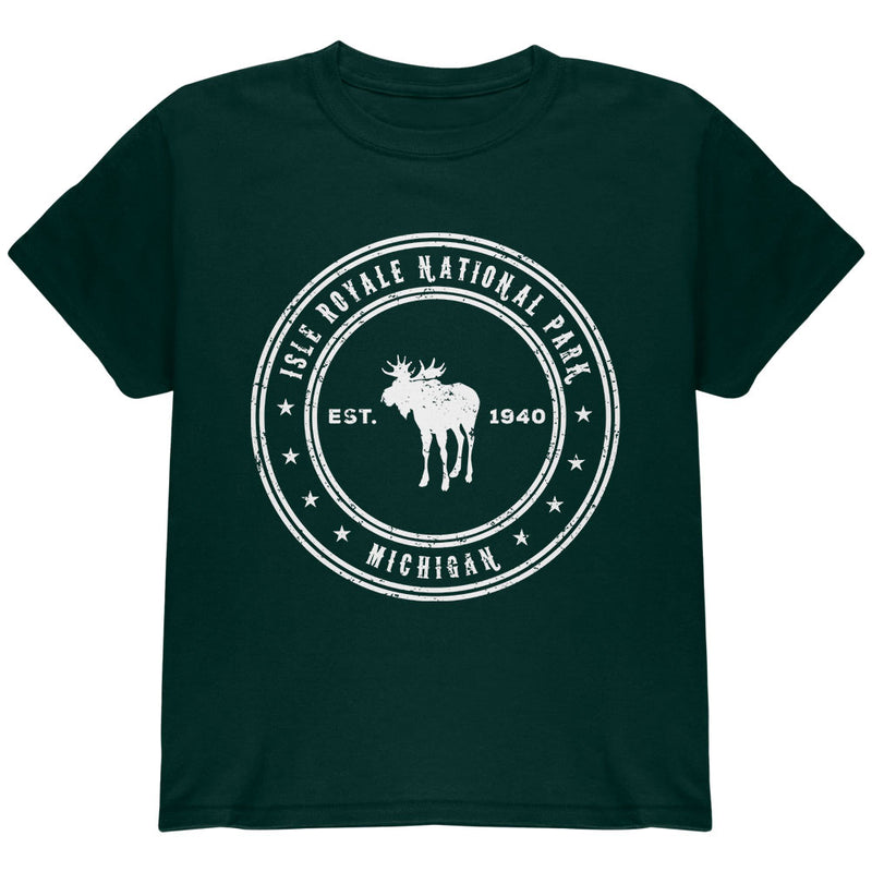 Isle Royale National Park Youth T Shirt Youth T-Shirts Old Glory YLG Forest Green 