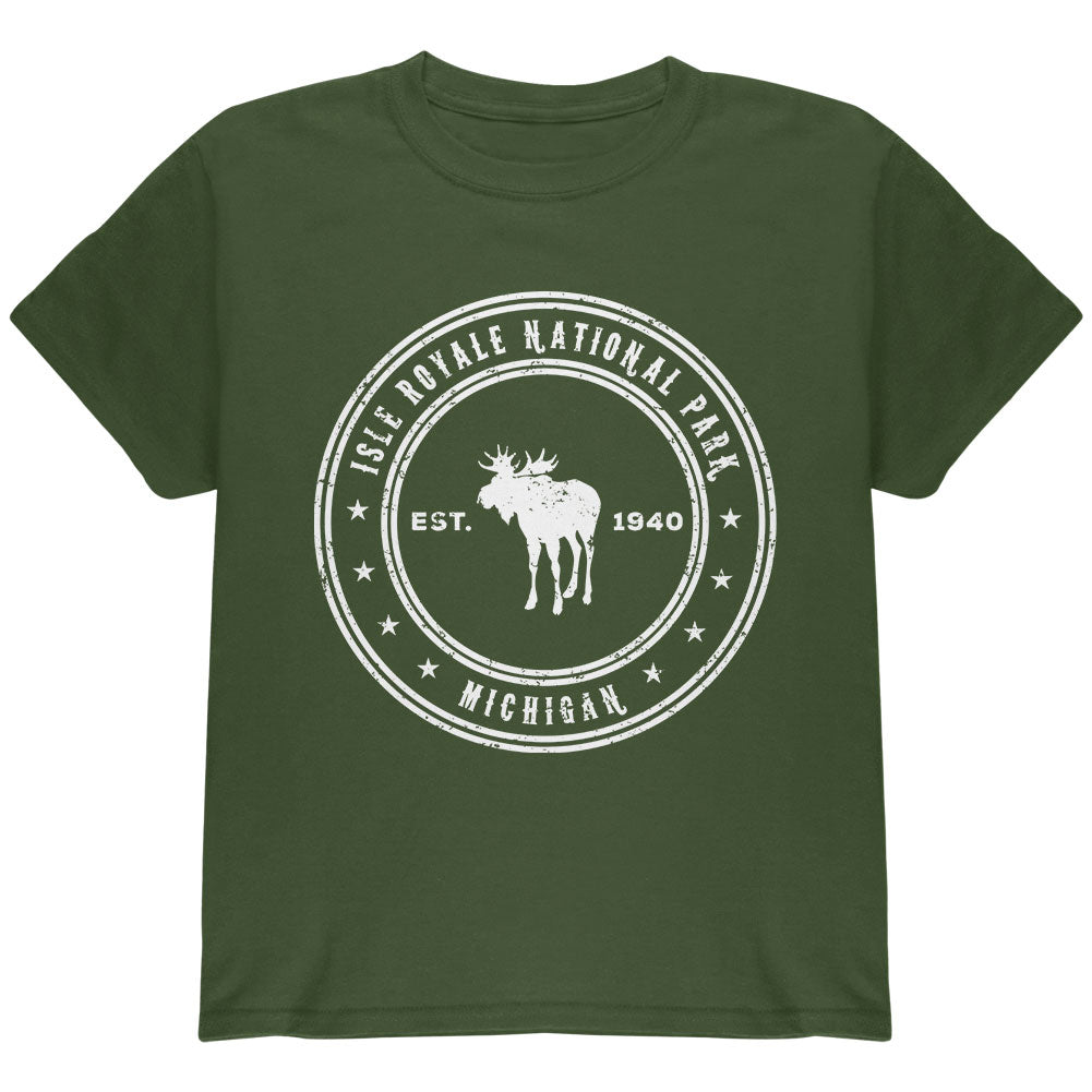 Isle Royale National Park Youth T Shirt Youth T-Shirts Old Glory YLG Military Green 