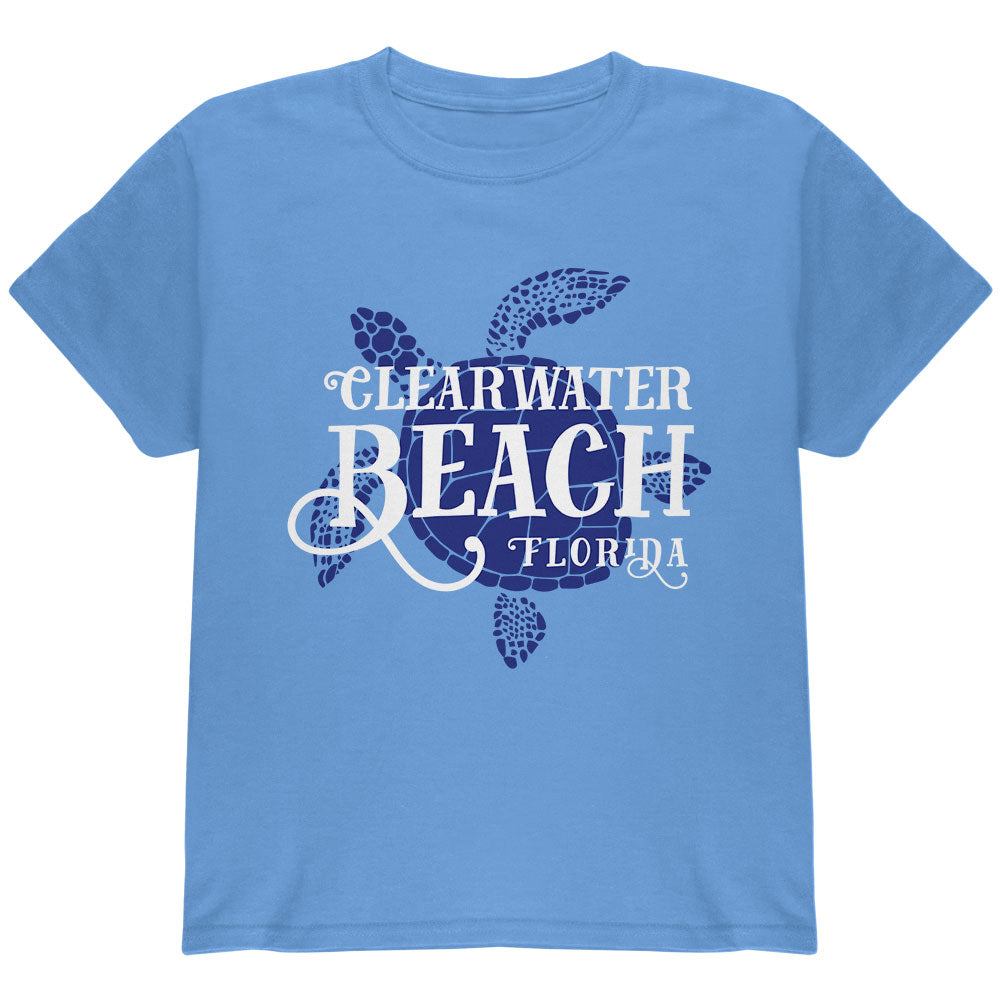 Summer Sun Sea Turtle Clearwater Beach Youth T Shirt Youth T-Shirts Old Glory YLG Carolina Blue 