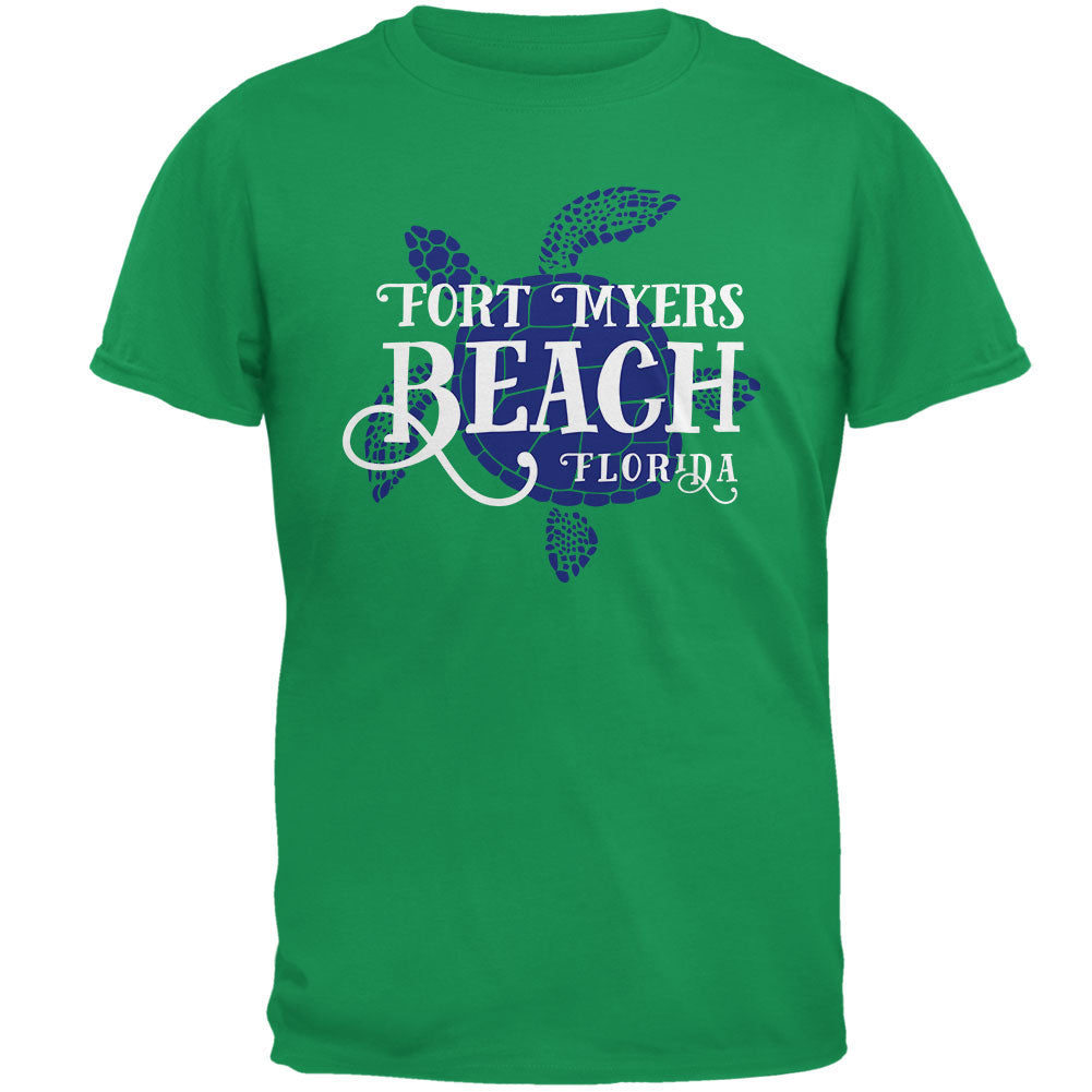 Summer Sun Sea Turtle Fort Myers Beach Mens T Shirt Men's T-Shirts Old Glory 2XL Irish Green 