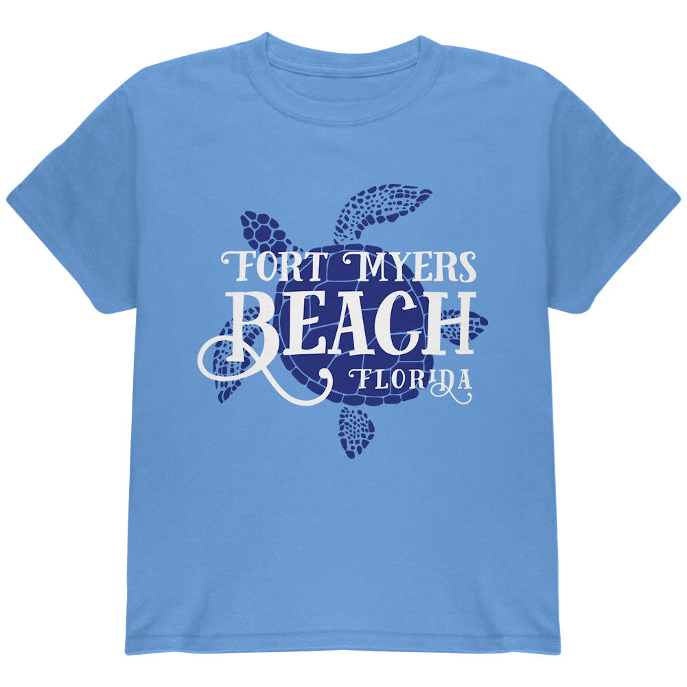 Summer Sun Sea Turtle Fort Myers Beach Youth T Shirt Youth T-Shirts Old Glory YLG Carolina Blue 