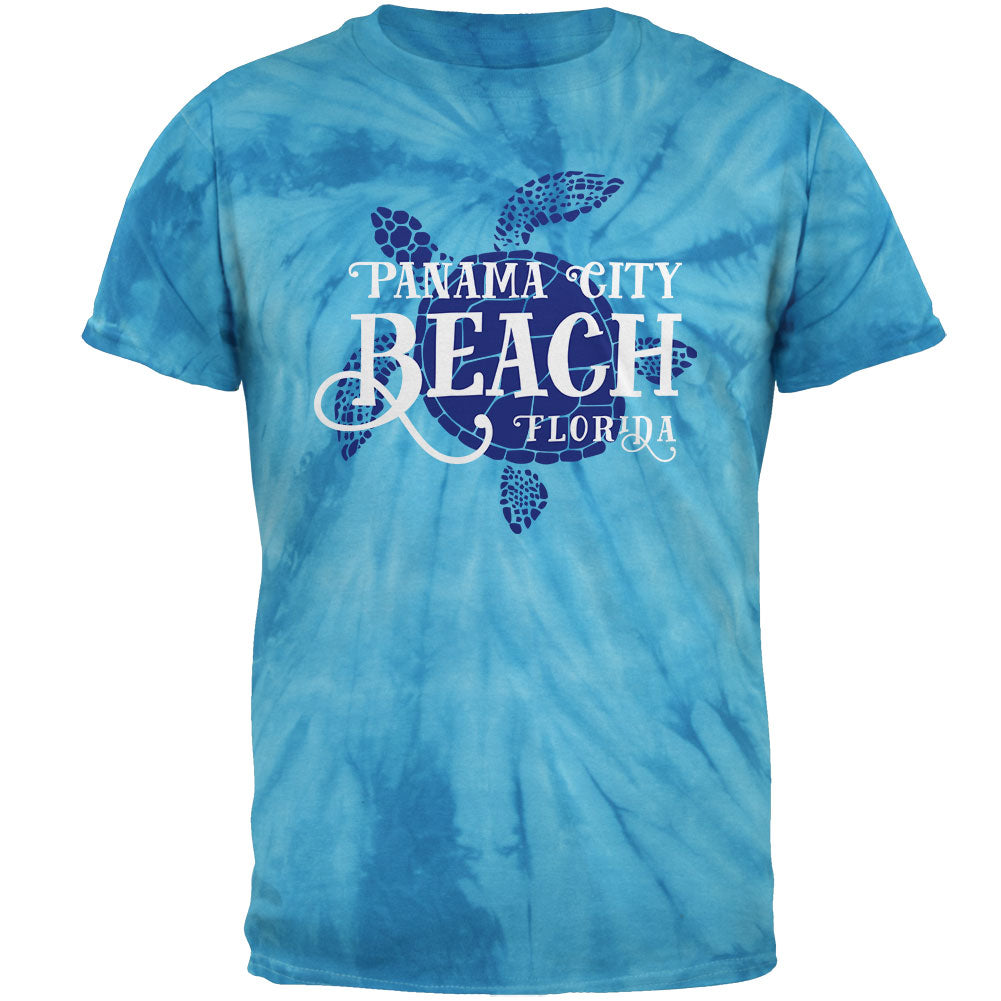 Summer Sun Sea Turtle Panama City Beach Mens T Shirt Men's T-Shirts Old Glory 2XL Pinwheel Blue Tie Dye 