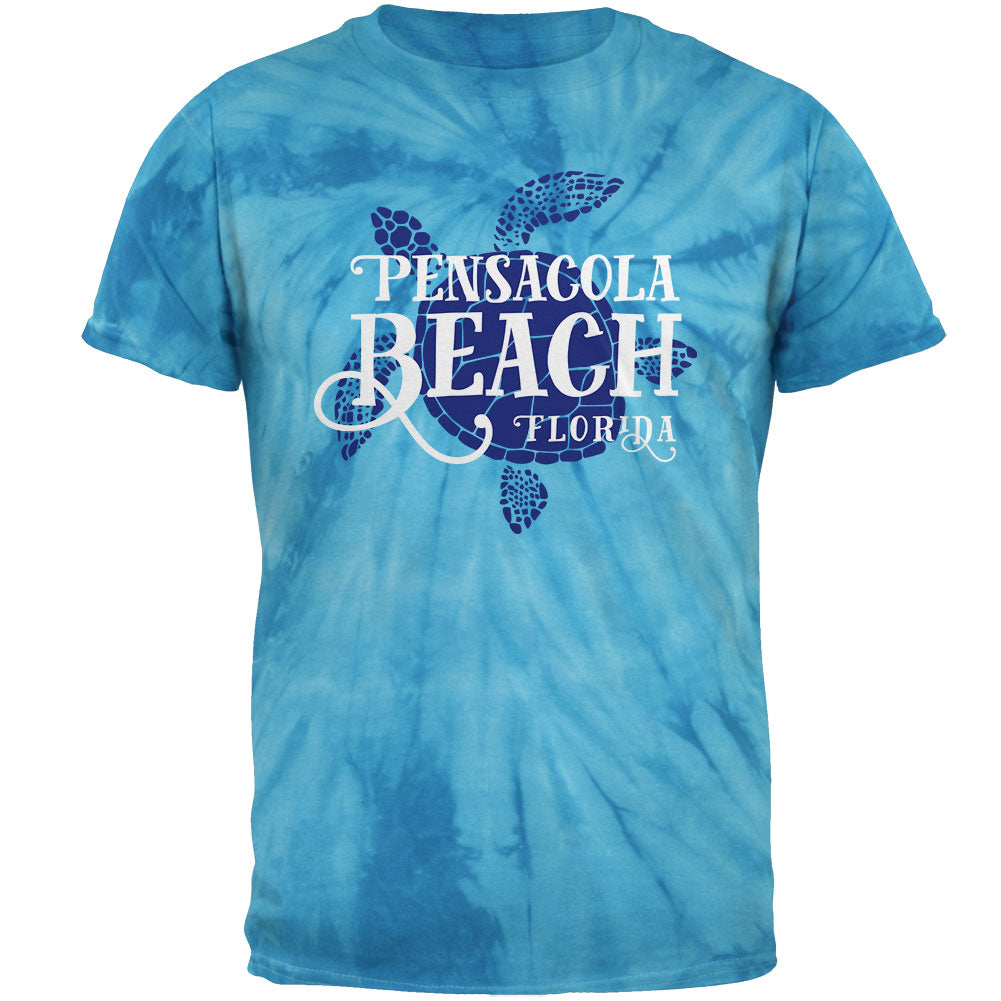 Summer Sun Sea Turtle Pensacola Beach Mens T Shirt Men's T-Shirts Old Glory 2XL Pinwheel Blue Tie Dye 