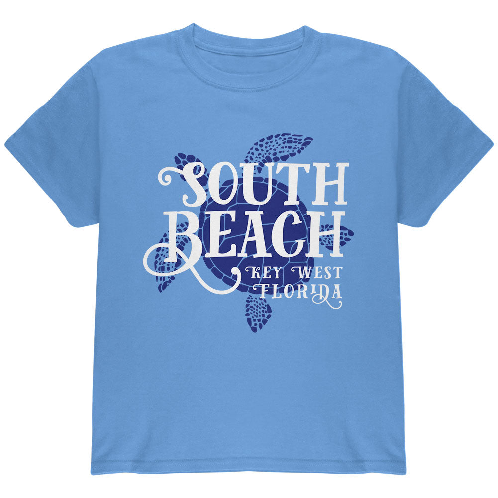 Summer Sun Sea Turtle South Beach Key West Youth T Shirt Youth T-Shirts Old Glory YLG Carolina Blue 