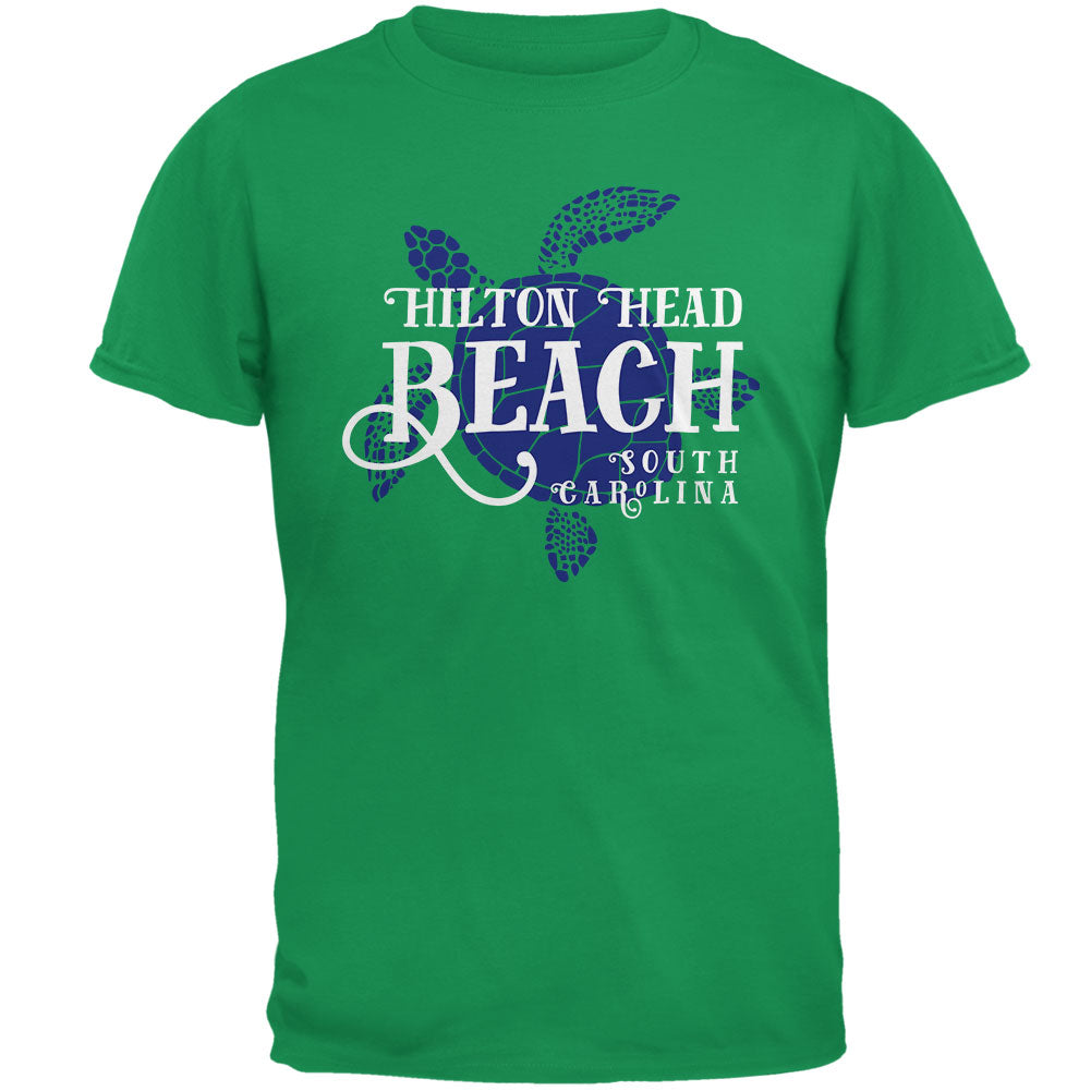 Summer Sun Sea Turtle Hilton Head Beach Mens T Shirt Men's T-Shirts Old Glory 2XL Irish Green 