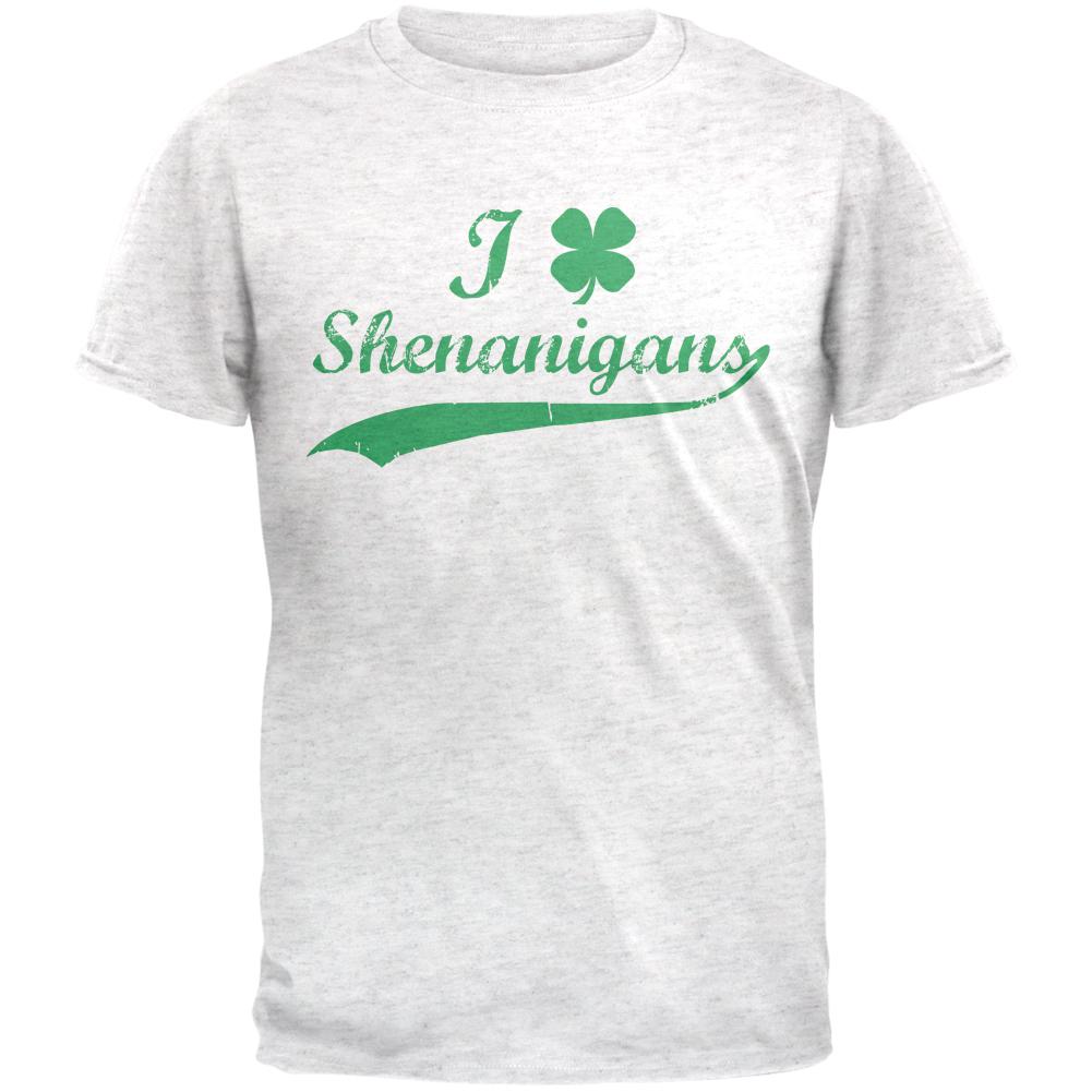 St Patricks Day I Shamrock Heart Shenanigans Mens Soft T Shirt Men's T-Shirts Old Glory 2XL Heather White 