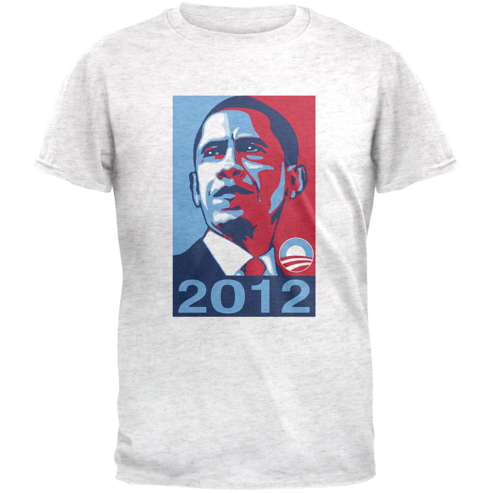 President Obama 2012 Campaign Poster Mens Soft T Shirt Men's T-Shirts Old Glory 2XL Heather White 