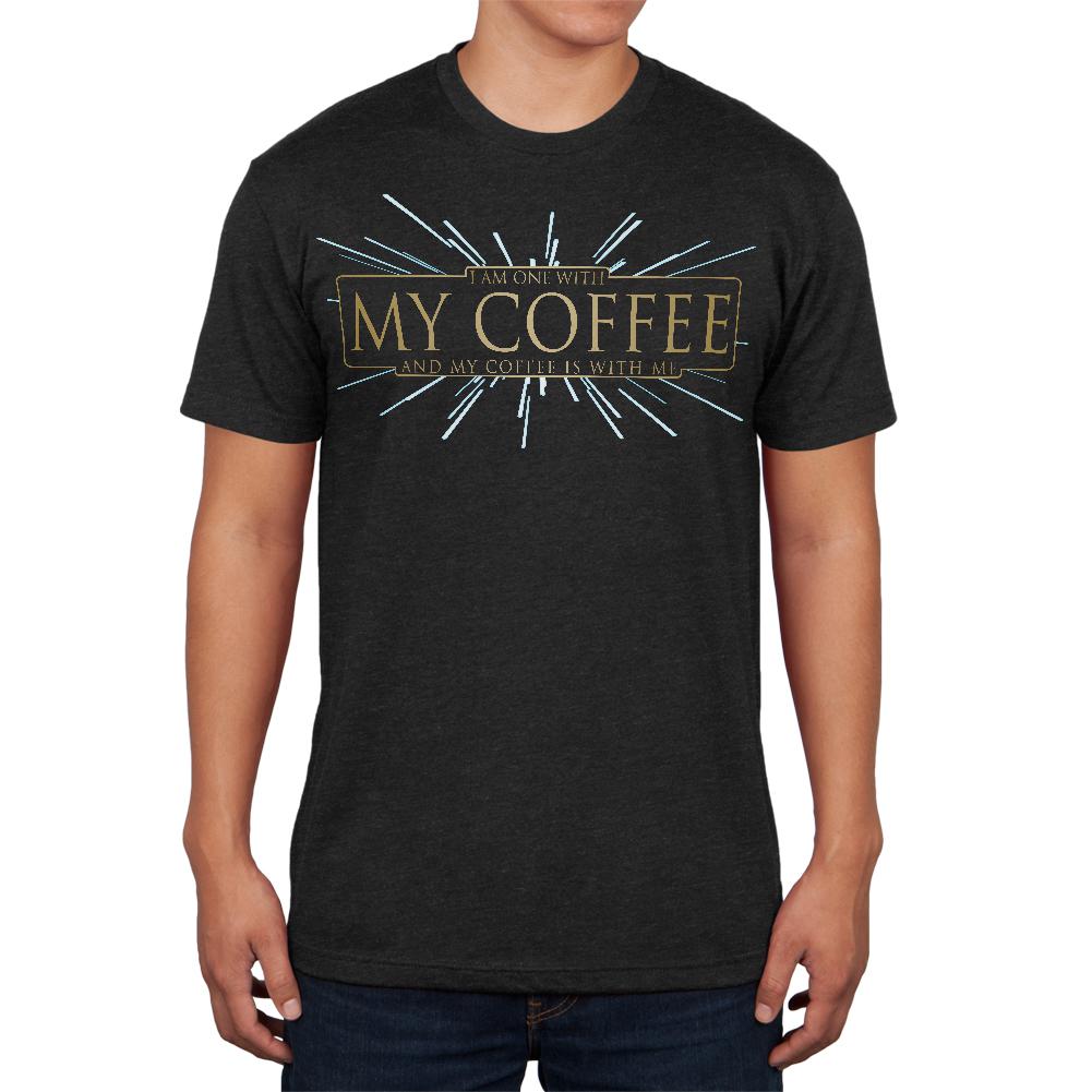 One With My Coffee Funny Force Mens Soft T Shirt Men's T-Shirts Old Glory 2XL Vintage Black 