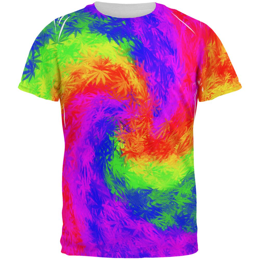 Pot Leaf Tie Dye All Over Mens T Shirt Men's T-Shirts Old Glory 2XL Multi 