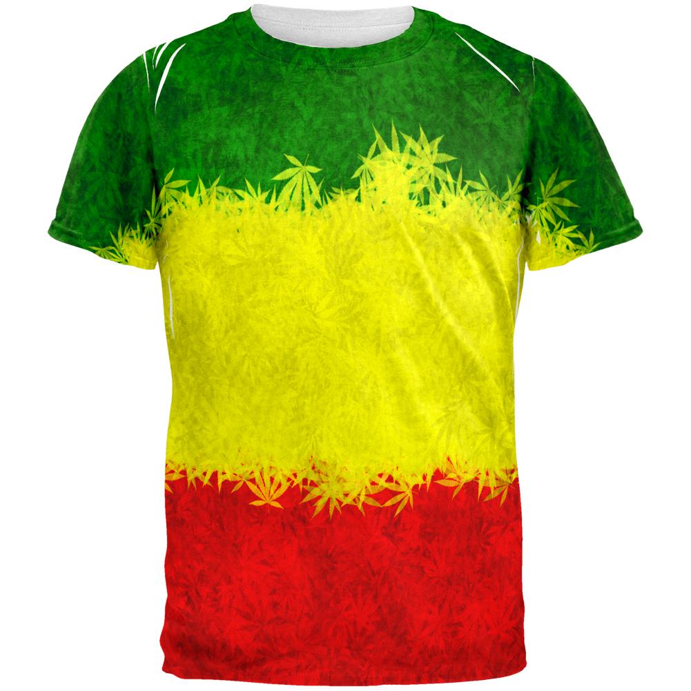 Rasta Pot Leaf One Love Tie Dye All Over Mens T Shirt Men's T-Shirts Old Glory 2XL Multi 