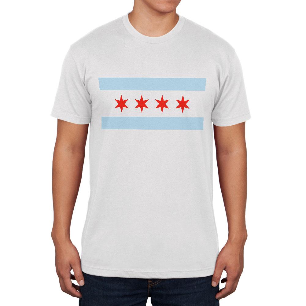 City Flag Chicago Mens T Shirt Men's T-Shirts Old Glory 2XL White 