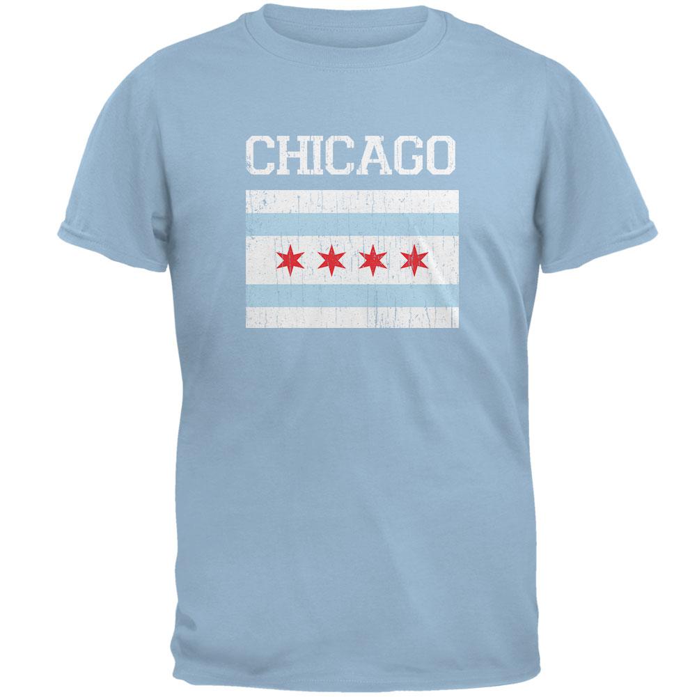 City Distressed Flag Chicago Mens T Shirt Men's T-Shirts Old Glory 2XL Blue 