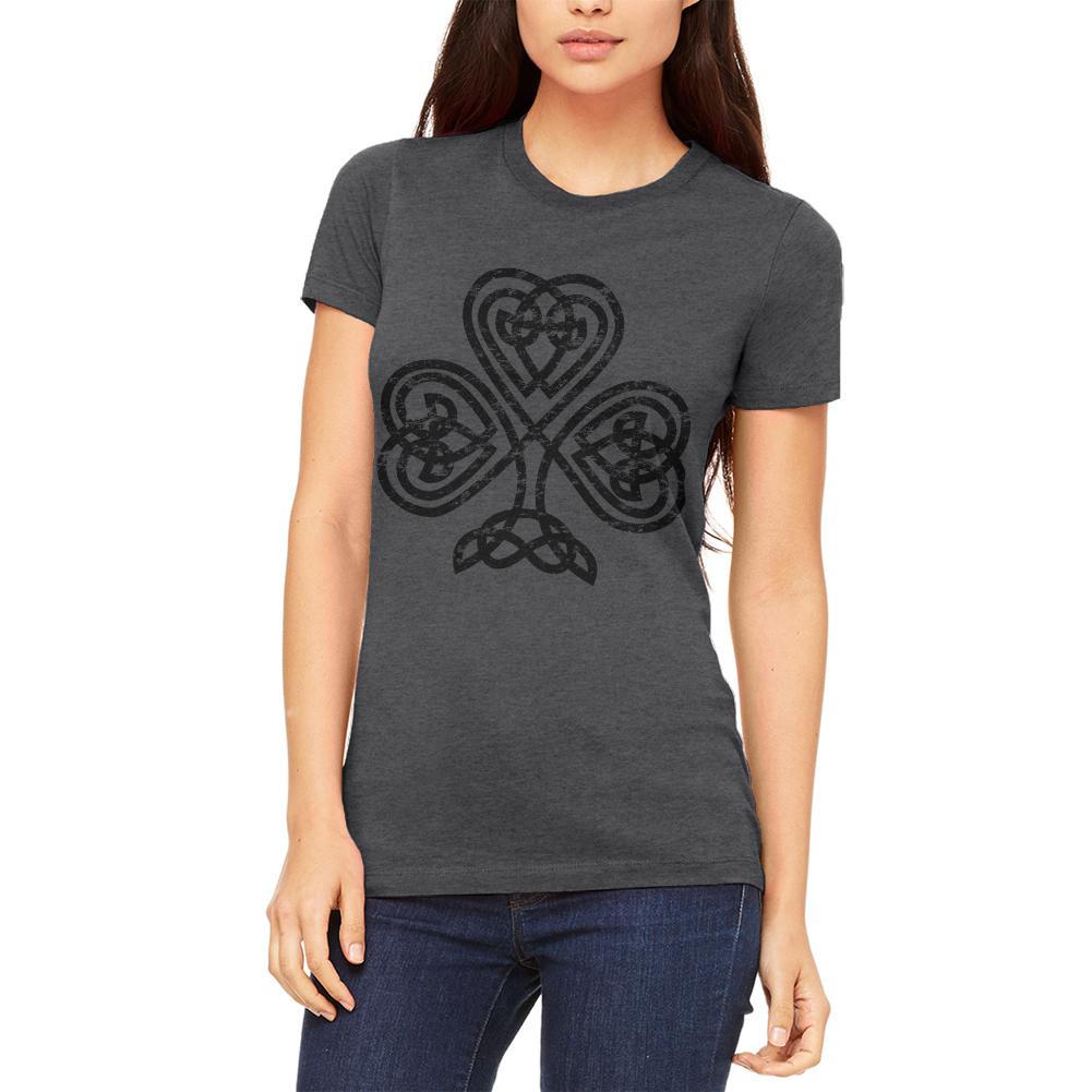 St Patricks Day Black Irish Celtic Knot Shamrock Juniors Soft T Shirt Juniors T-Shirts Old Glory MD Dark Heather 