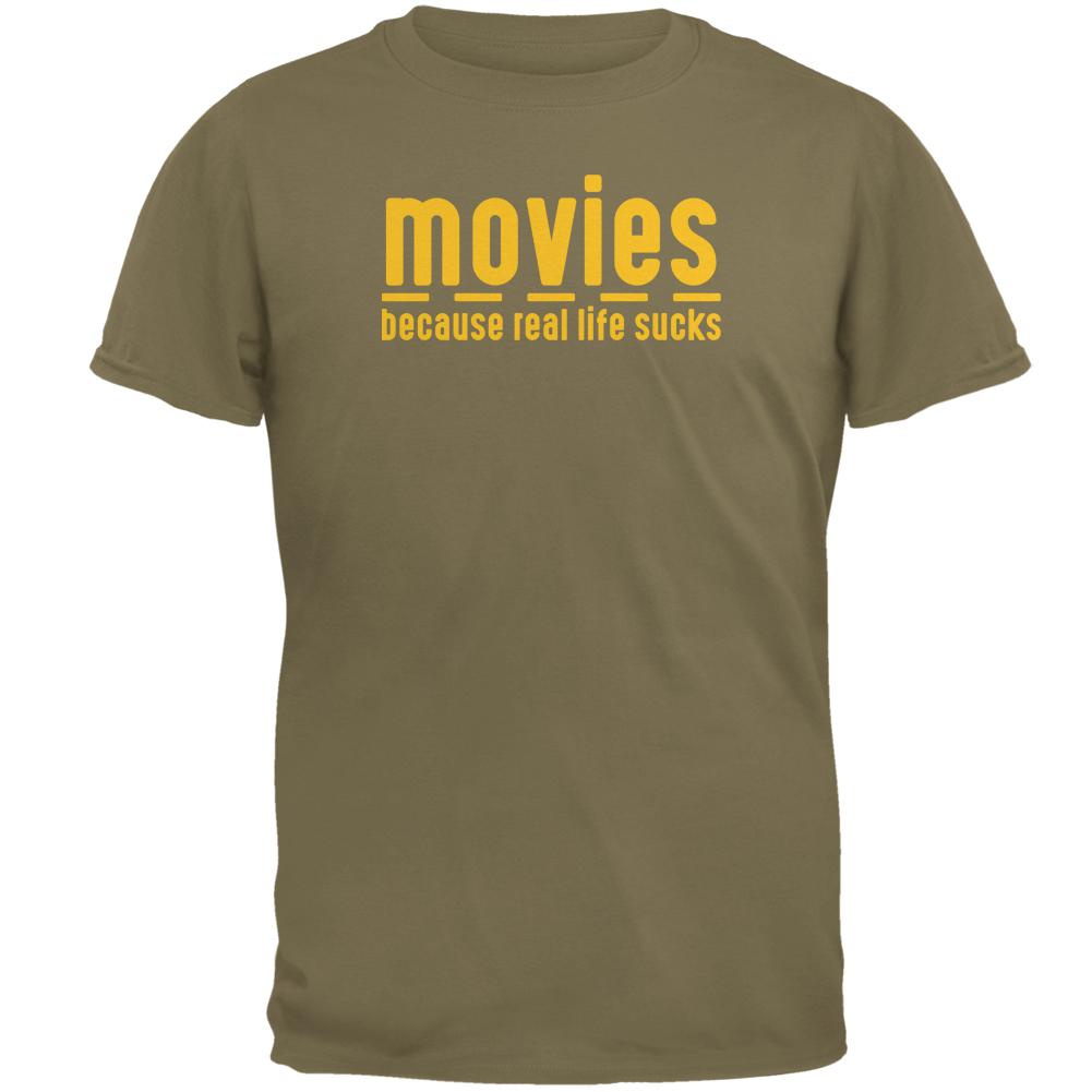 Movies Because Real Life SucksMens T Shirt Men's T-Shirts Old Glory 2XL Prairie Dust 