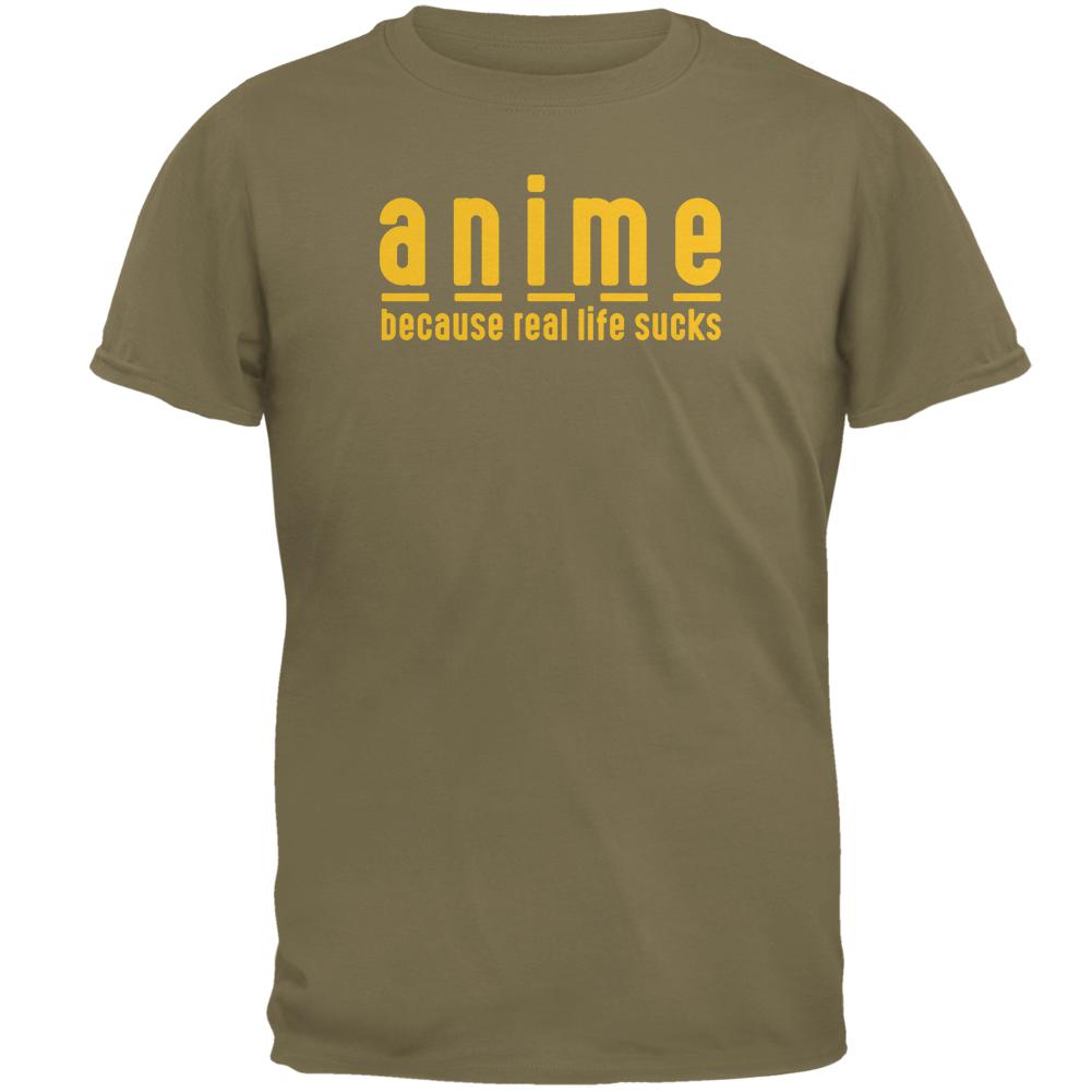 Anime Because Real Life SucksMens T Shirt Men's T-Shirts Old Glory 2XL Prairie Dust 