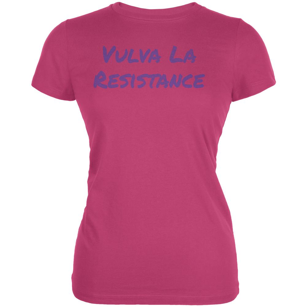 Vulva La Resistance Women's Rights Distressed Juniors Soft T Shirt Juniors T-Shirts Old Glory LG Bright Berry 