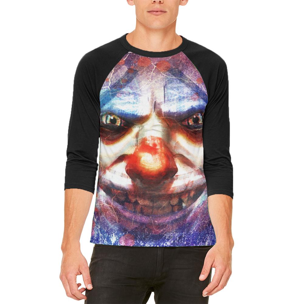 Halloween Insane Nightmare Clown Mens Raglan T Shirt Men's Raglans Old Glory 2XL White-Black 