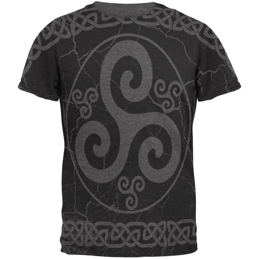 Celtic Triskelion Triskele Distressed Mens Soft T Shirt Men's T-Shirts Old Glory SM Charcoal Heather 