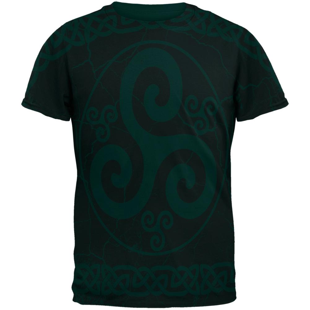 Celtic Triskelion Triskele Distressed Mens T Shirt Men's T-Shirts Old Glory SM Forest Green 